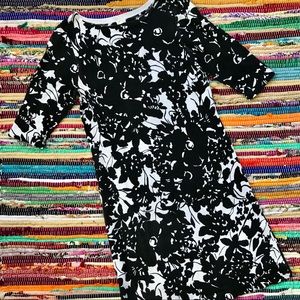 J. Crew Factory ~ Floral black & white print cotton sweater dress